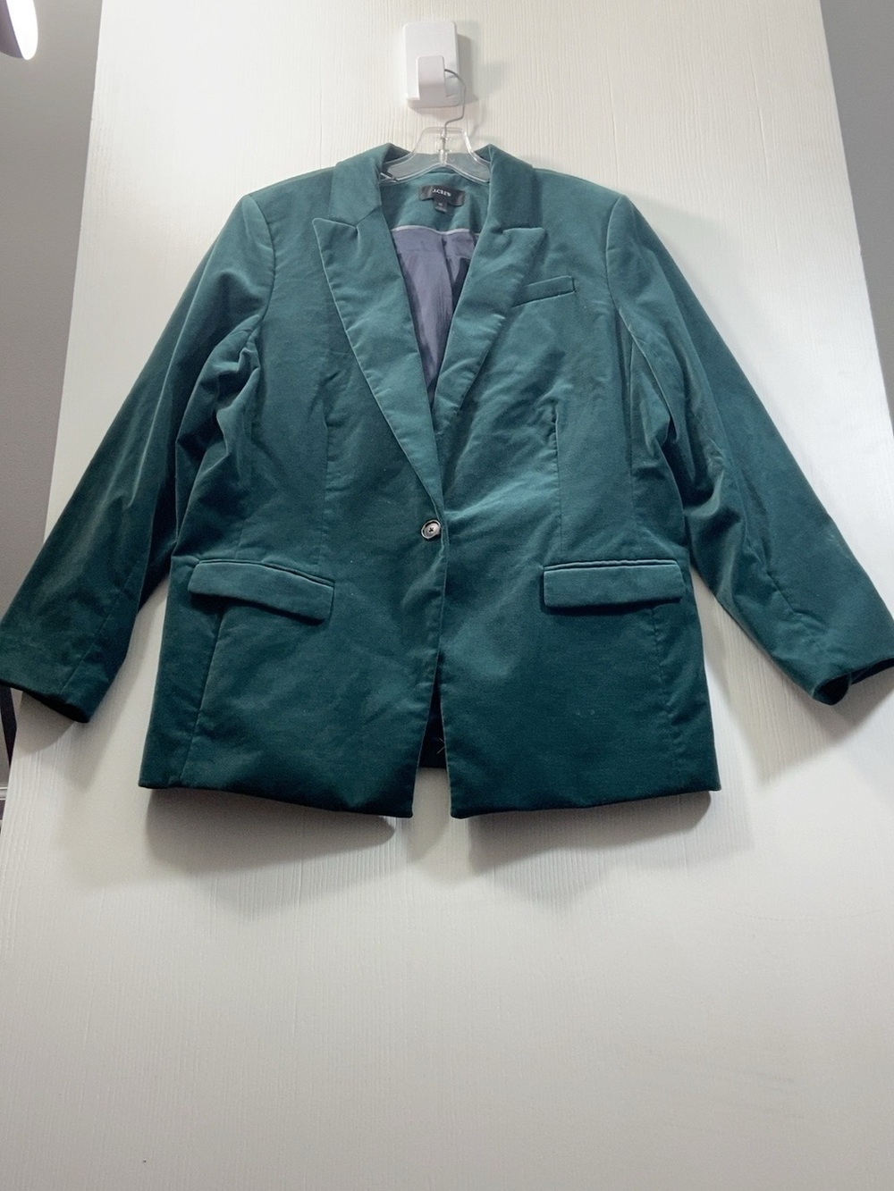 J.Crew Emerald Green Velvet Blazer Women’s Size 16 - Picture 2 of 11